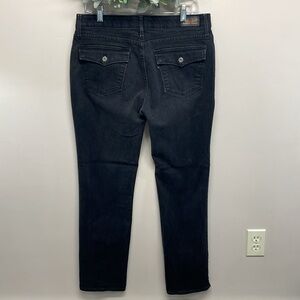 Levi’s 525 Perfect Waist Straight Leg Black Wash Denim Jeans Flap Pockets 14M